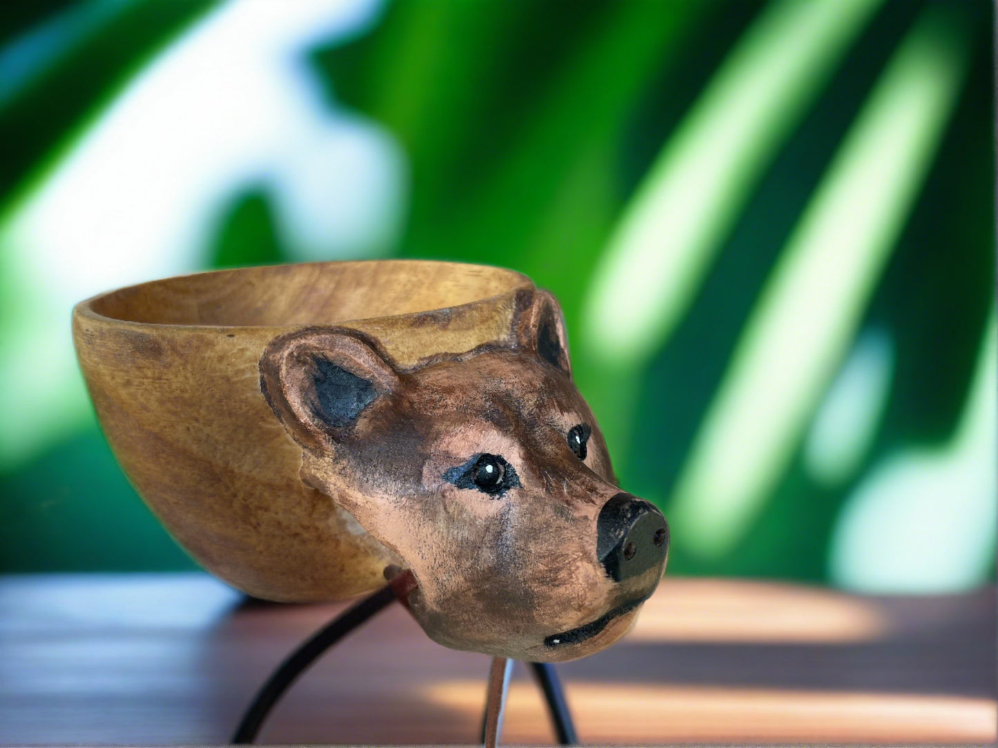 handcrafted animal-shaped wood mug - woodybeingllc