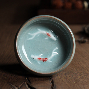 Hand Made Ceramic fish Tea Cup powder blue double fish Cracked style Home & Garden woodybeing Untitleddesign-2024-01-31T124607.115