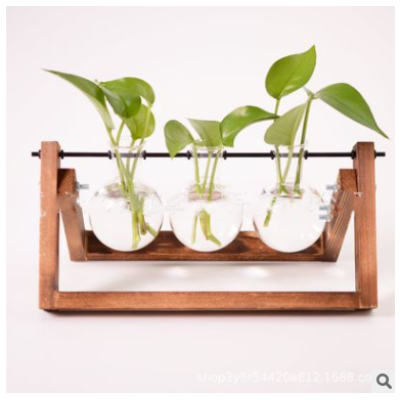 Solid Wood and Hydroponic Plante Vase - woodybeingllc