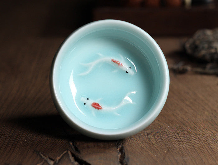 Hand Made Ceramic fish Tea cup - woodybeingllc