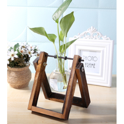 Solid Wood and Hydroponic Plante Vase - woodybeingllc