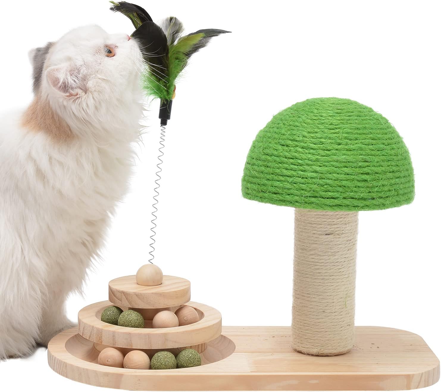 Bamboo Interactive Cat Ball Track Tower - woodybeingllc
