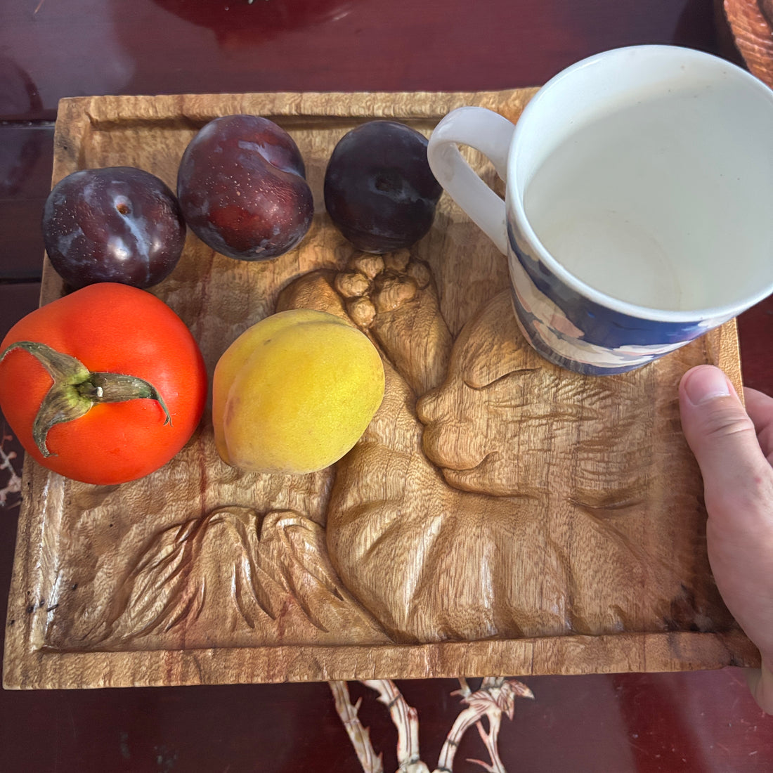 Hand Carved Wooden Tray( Crafting time: 3–5 days.)