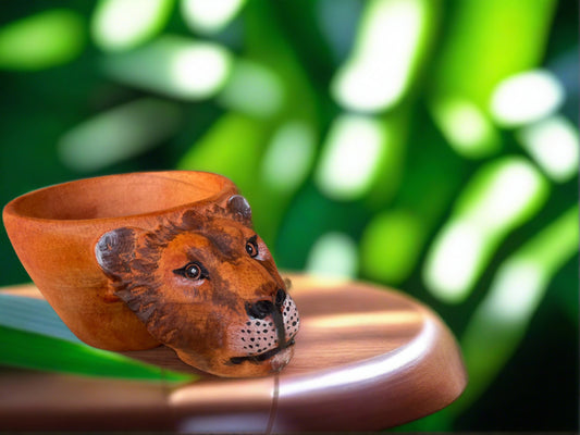 handcrafted animal-shaped wood mug - woodybeingllc