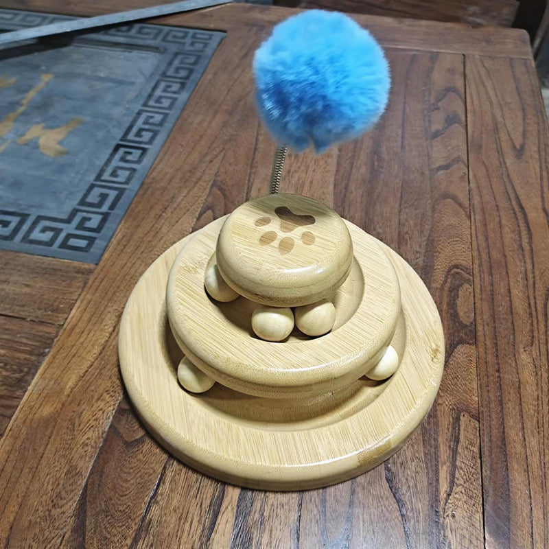 Hand Crafted Interactive Cat Ball Track Tower - woodybeingllc