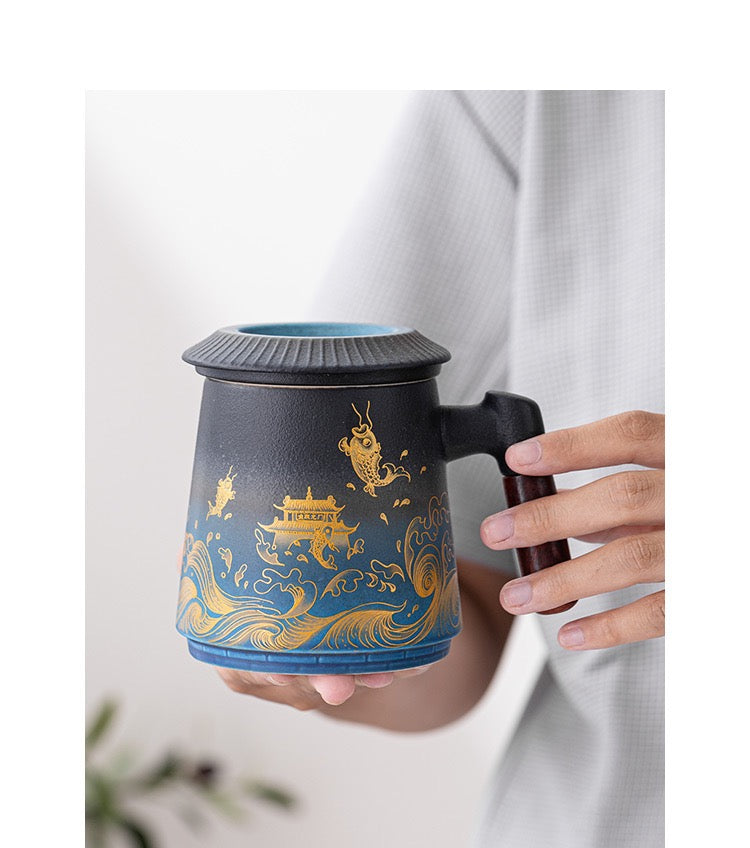 Retro Tea Large Capacity Ceramic Mug With Filter