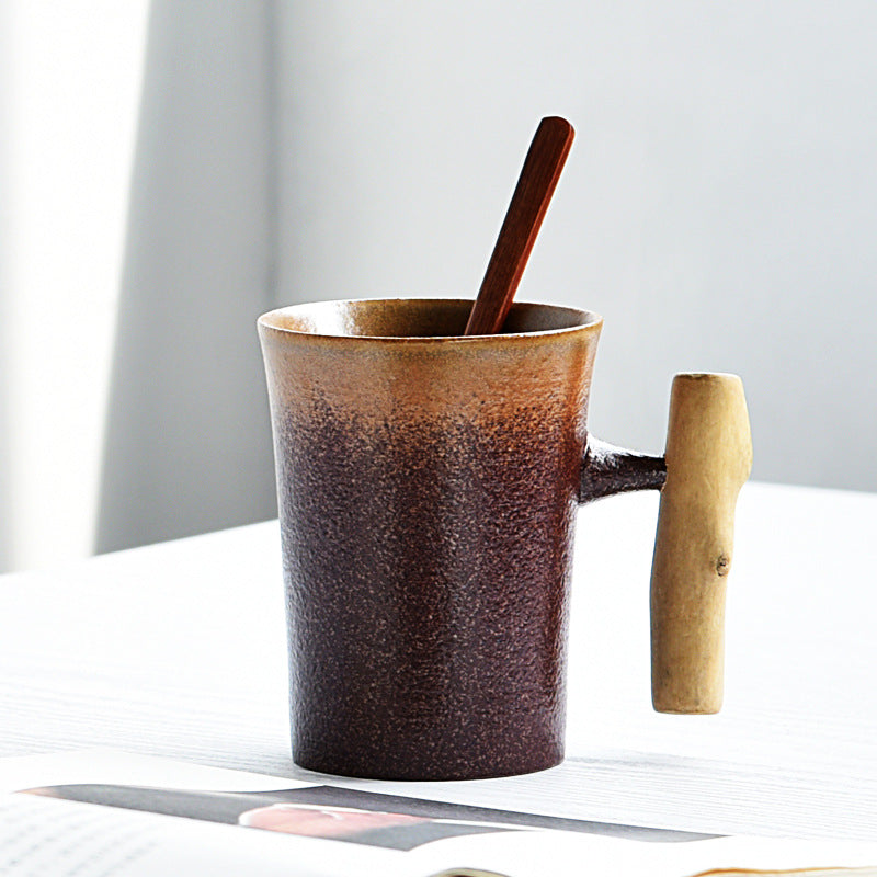 Creative Retro Wooden Handle Mug - coffee mug, cup – woodybeingllc