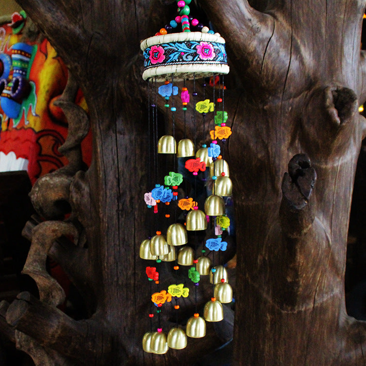knotted bamboo stripes Wind Chime - woodybeingllc