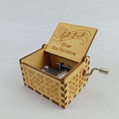 Antique Carved Wooden Hand Crank Music Box - woodybeingllc