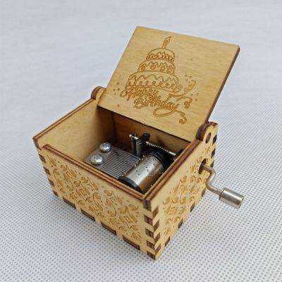 Antique Carved Wooden Hand Crank Music Box - woodybeingllc