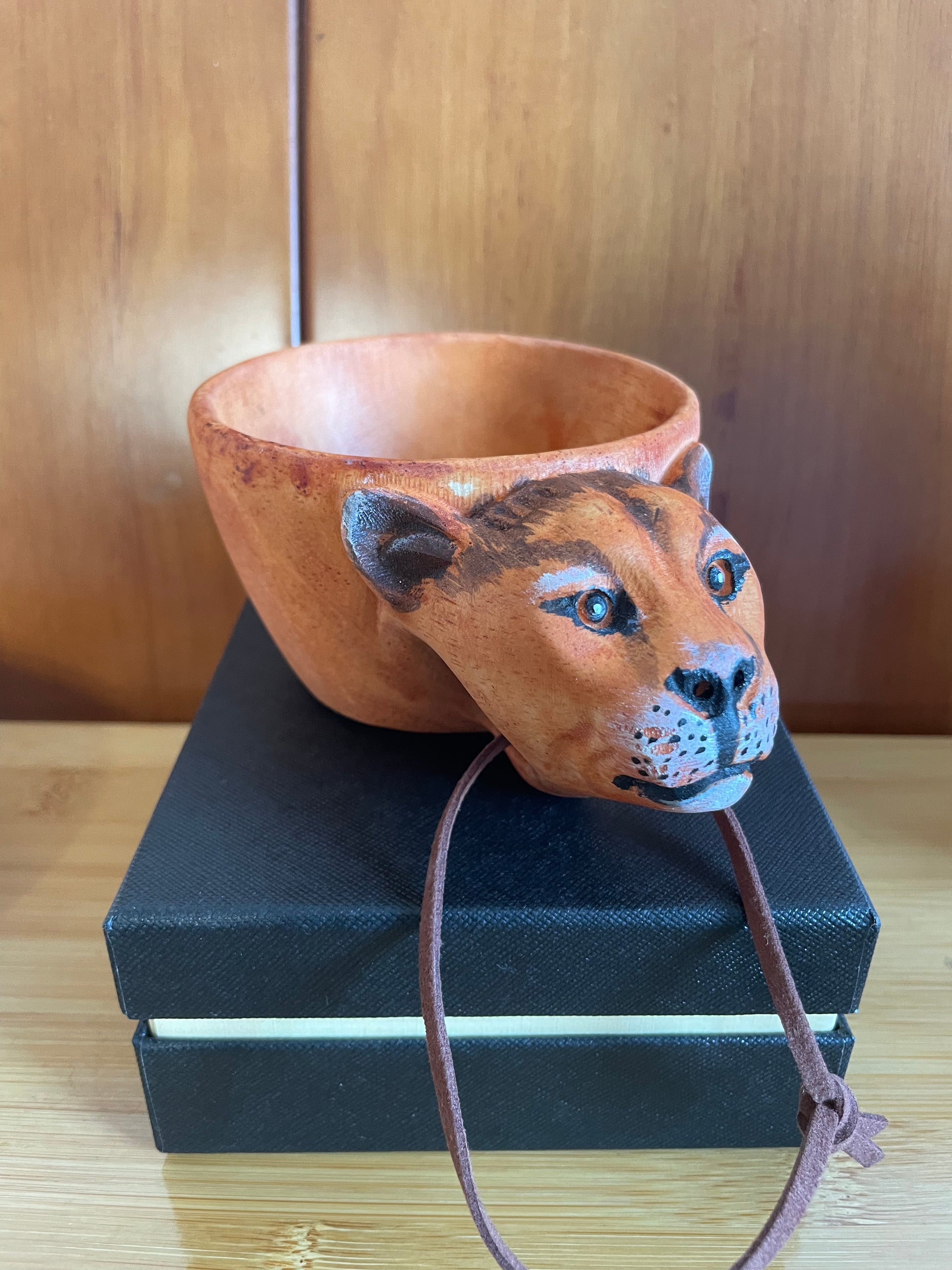handcrafted animal-shaped wood mug - woodybeingllc
