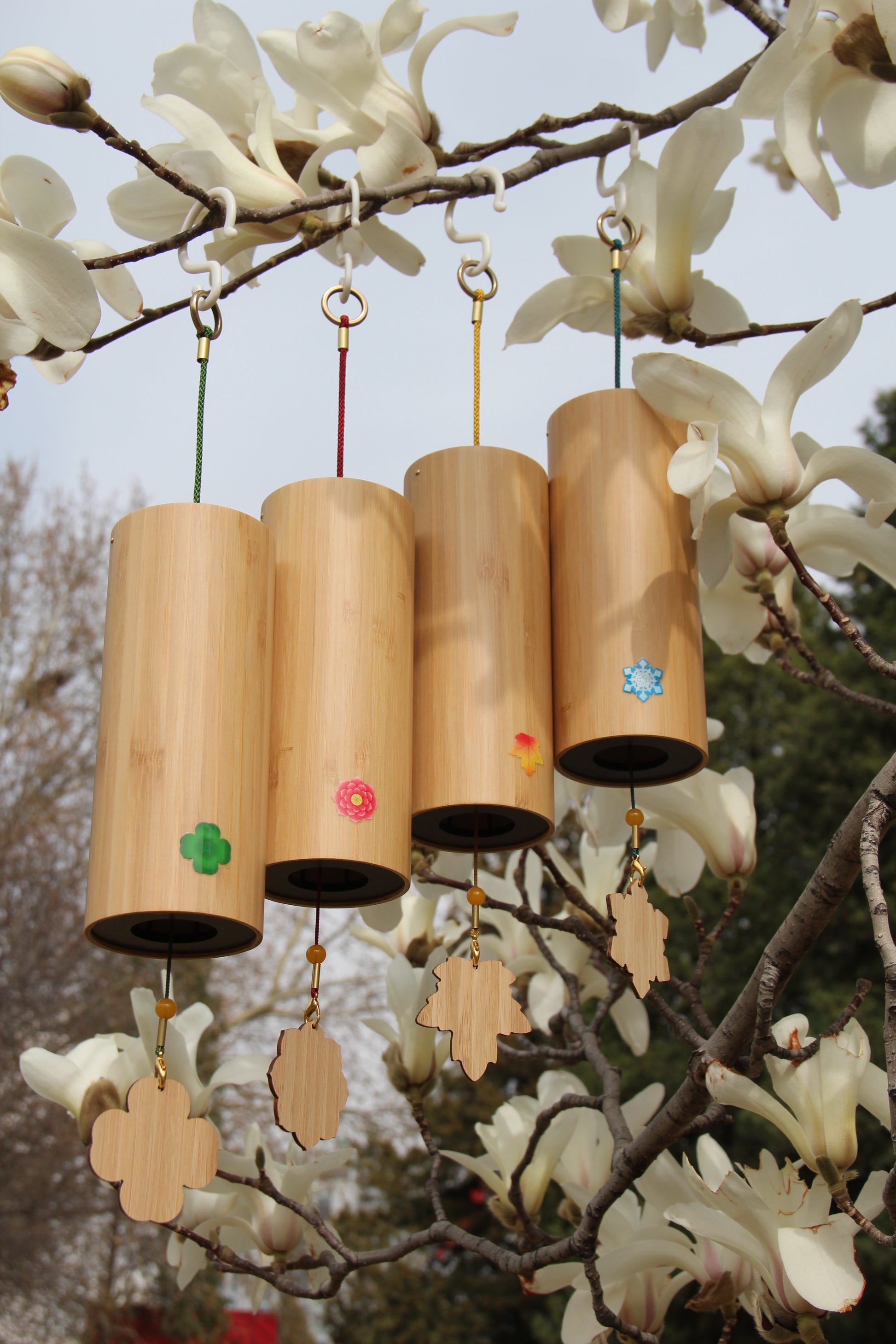 Four Seasons bamboo Chord Wind Chimes - woodybeingllc