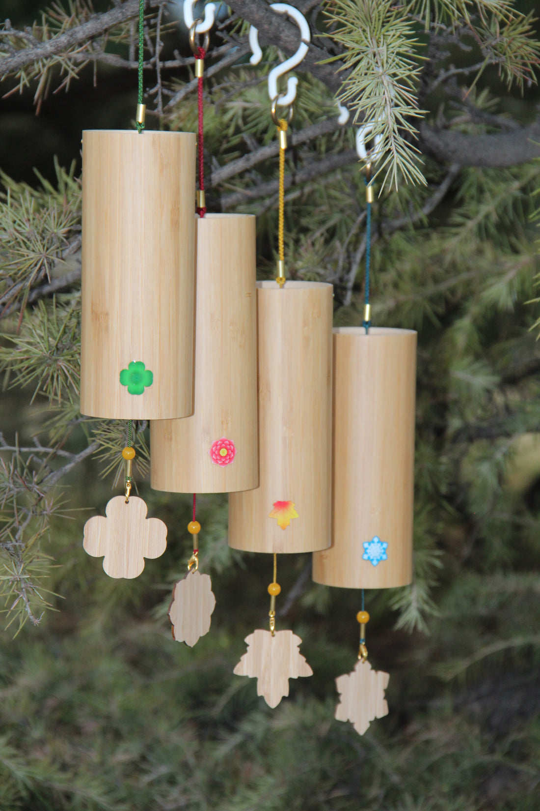 Four Seasons bamboo Chord Wind Chimes - woodybeingllc