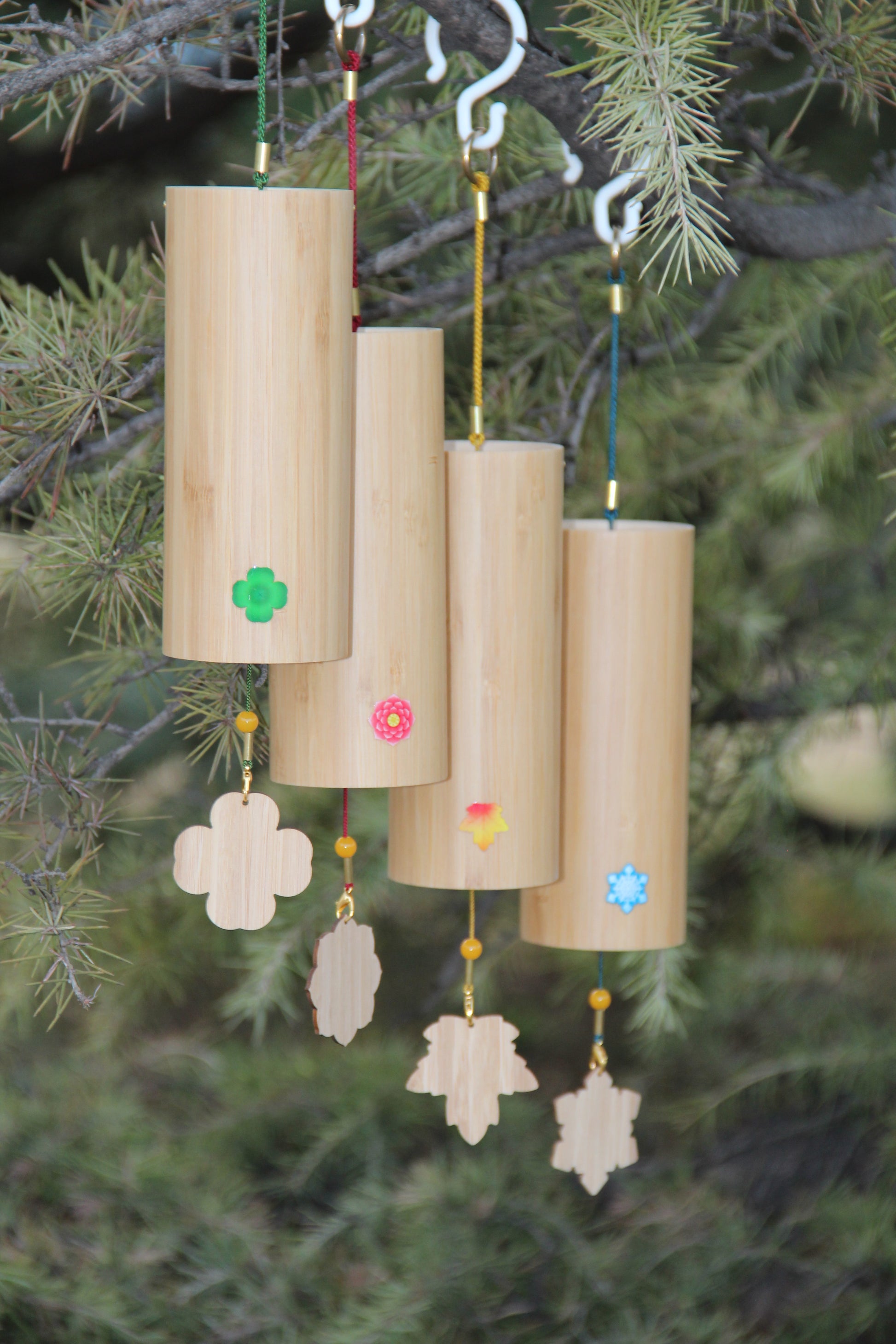 Four Seasons bamboo Chord Wind Chimes - woodybeingllc