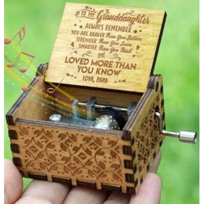 Antique Carved Wooden Hand Crank Music Box - woodybeingllc