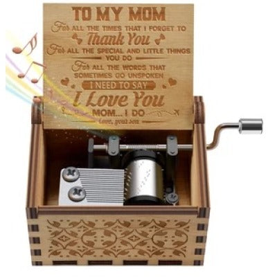 Antique Carved Wooden Hand Crank Music Box - woodybeingllc
