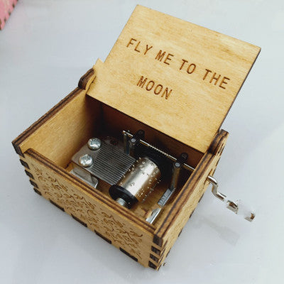 Antique Carved Wooden Hand Crank Music Box - woodybeingllc