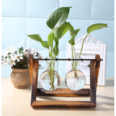 Solid Wood and Hydroponic Plante Vase - woodybeingllc