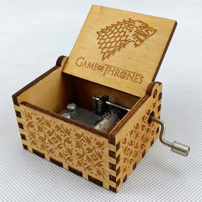 Antique Carved Wooden Hand Crank Music Box - woodybeingllc