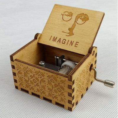 Antique Carved Wooden Hand Crank Music Box - woodybeingllc