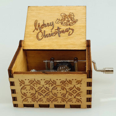 Antique Carved Wooden Hand Crank Music Box - woodybeingllc