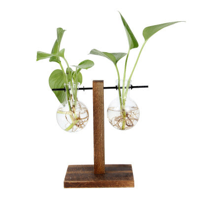 Solid Wood and Hydroponic Plante Vase - woodybeingllc